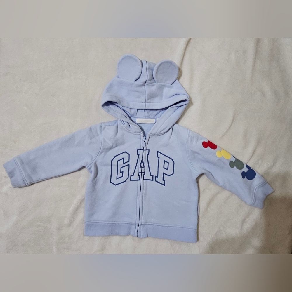 Baby GAP Light Blue Hoodie with Bear Ears 18-24 Months